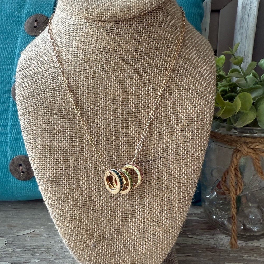 Elegant Gold Multi-Color Ring Necklace